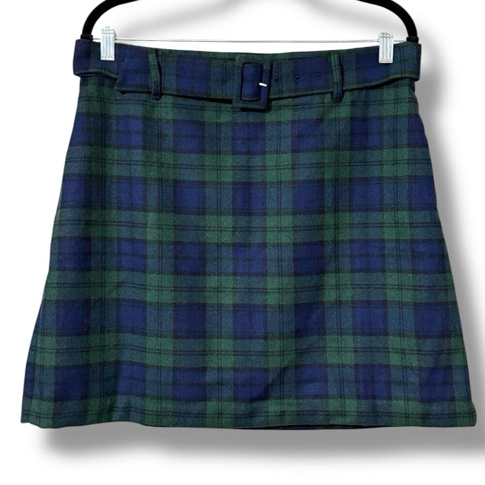 LOFT size 10 tailored fluid woven mini skirt mod chic Adjustable buckle belt nwt